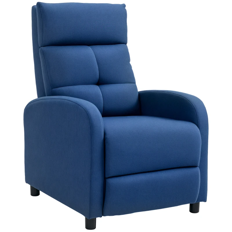 HOMCOM Poltrona Relax Reclinável até 155° Poltrona Reclinável Manual para Pessoas com Altura Inferior 195 cm 67x87x98 cm Azul Escuro