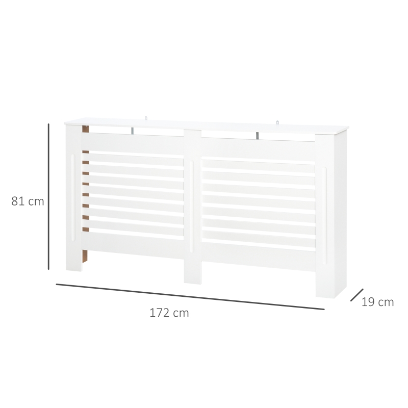 HOMCOM Copritermosifoni a Doghe con Ripiano Portaoggetti, in Legno, 172x19x81 cm, Bianco