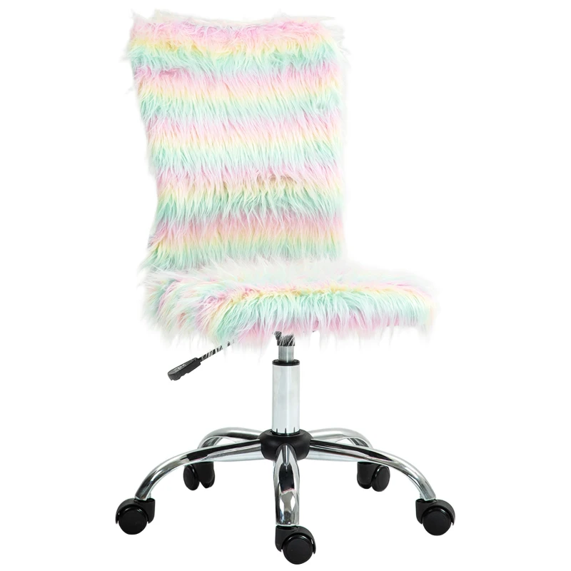 HOMCOM Silla de Escritorio sin Brazos con Altura Ajustable Tapizado en Felpa y Respaldo Alto Carga 120 kg Multicolor