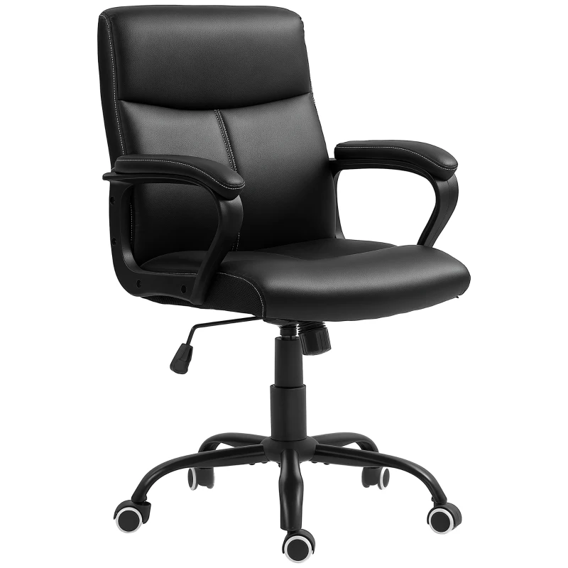 HOMCOM Scaun Ergonomic de Birou cu Funcție de Înclinare și Înălțime Reglabilă, 61x62x95-105 cm, Negru