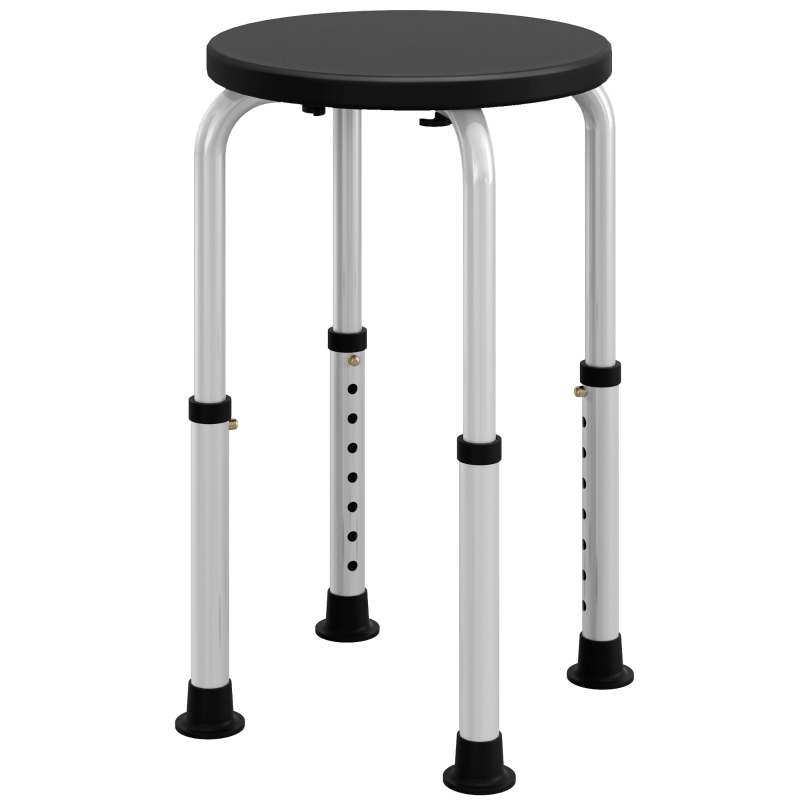 HOMCOM Banqueta de Ducha ajustable en Altura Asiento de Ducha Ergonómico Patas antideslizantes Carga Máx. 136 Kg alu HDPE Negro