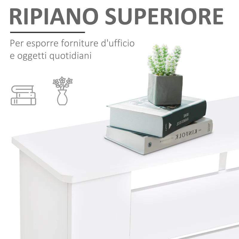 HOMCOM Copritermosifoni a Doghe con Ripiano Portaoggetti, in Legno, 172x19x81 cm, Bianco