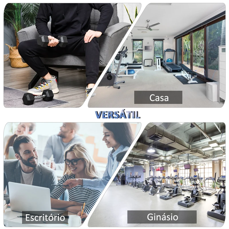 HOMCOM Conjunto de Halteres Hexagonais 2 x 5 kg Conjunto de Pesos com Barras de Conexão Kit de Treino de Fitness