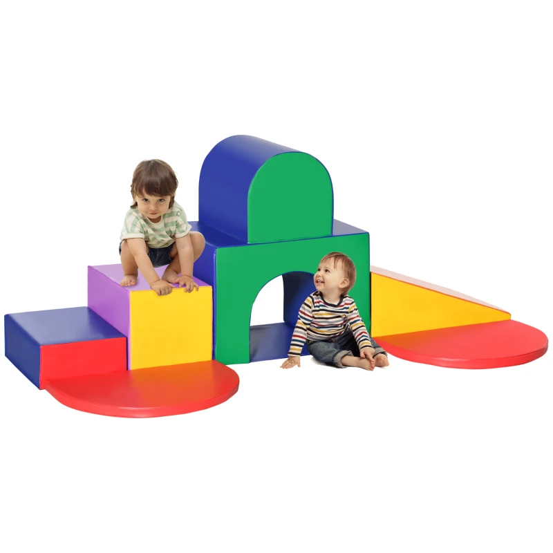 HOMCOM 7 blocs de construction en mousse XXL - jeux éducatif - module motricité - certifiés normes EN71-1-2-3 - mousse EPE revêtement PU multicolore