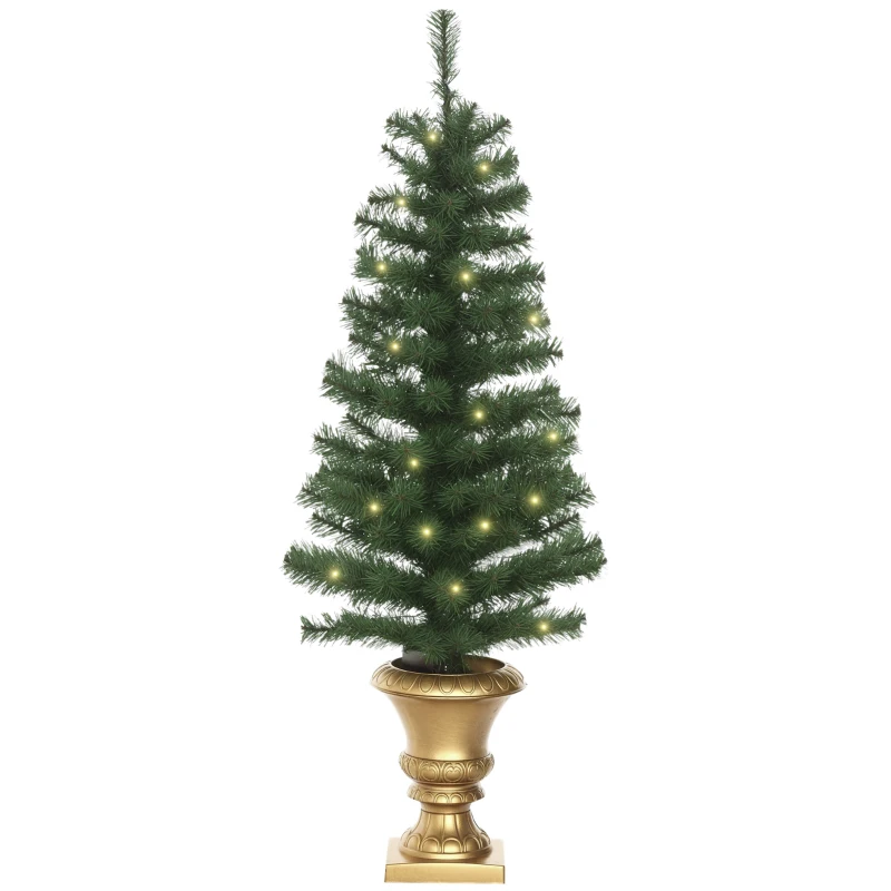 HOMCOM Albero di Natale Artificiale da 120cm con 60 Luci LED e 140 Rami per Interni, Verde
