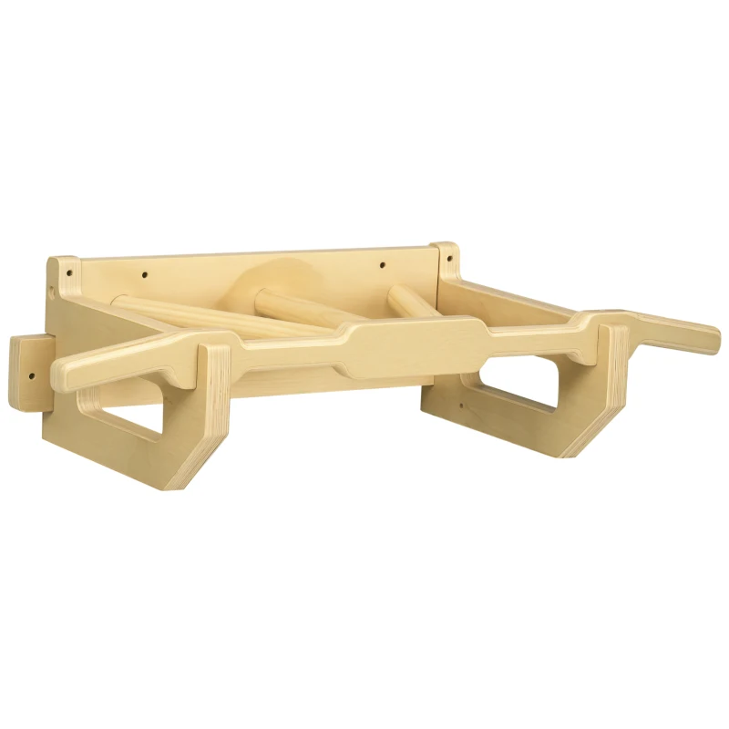 HOMCOM Barra de Dominadas de Pared de Madera Multifuncional para Entrenamiento de Fuerza 100x44x25 cm Madera Natural