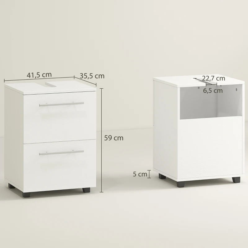 HOMCOM Badezimmerschrank, Waschbecken-Kommode mit Schublade, kompakt, Spanplatte, Weiß