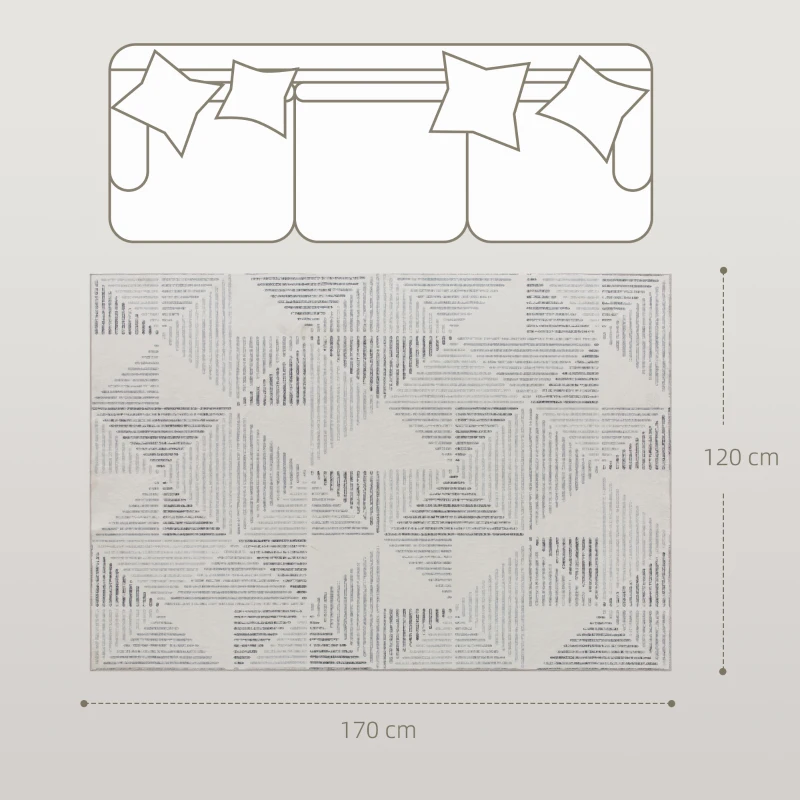 HOMCOM Modern Area Rug, Geometric Pattern Non-Slip Washable Rug, Soft Floor Carpet for Living Room, Bedroom, Dining Room, Home Office, 170 x 120 cm, Grey