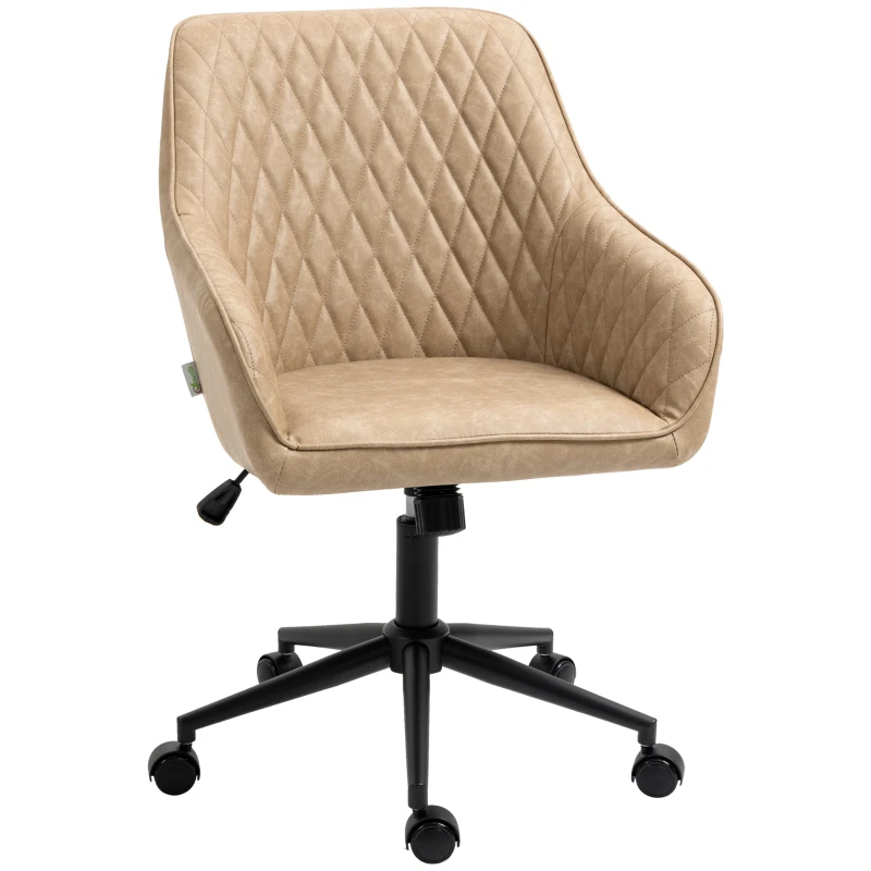 Vinsetto Silla de Oficina Basculante de Cuero PU con Altura Ajustable para Dormitorio Estudio 59x60x90-100 cm Marrón