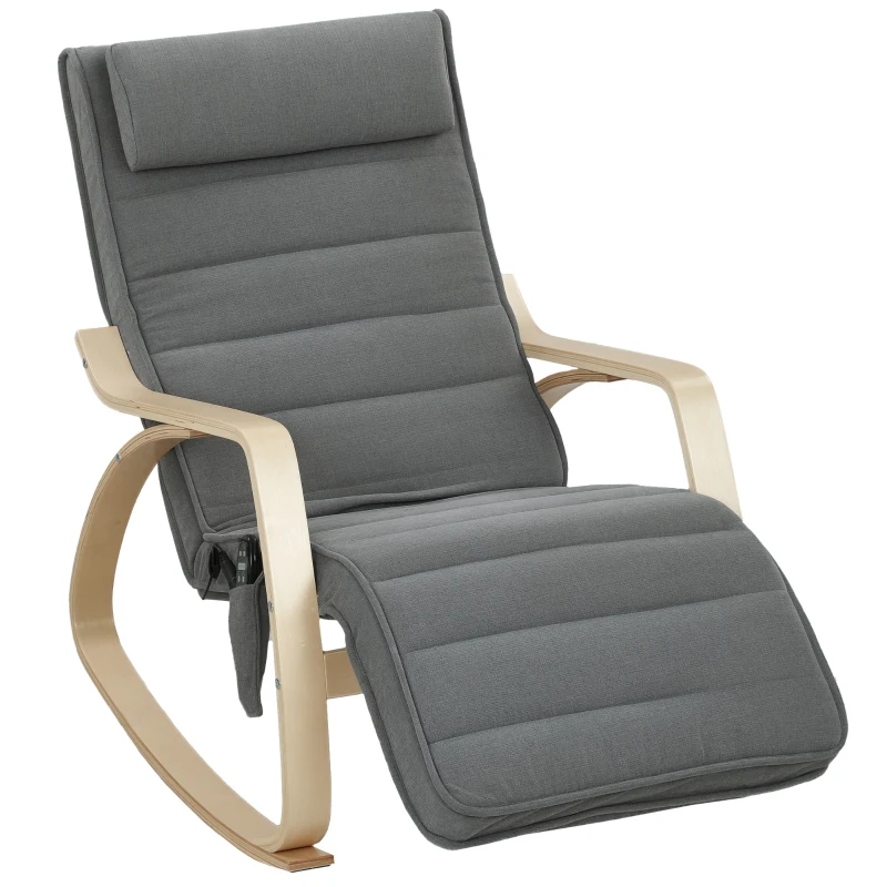 HOMCOM Silla Mecedora con Función de Masaje, Calefacción Lumbar, 3 Modos, Tela, Gris