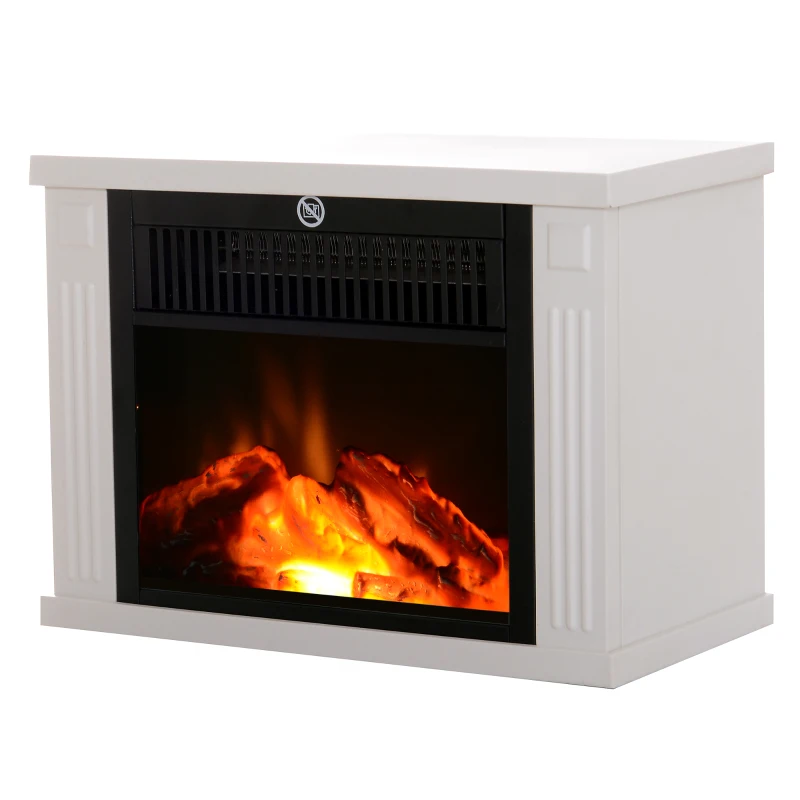 HOMCOM Cheminée électrique poêle Style Contemporain Thermostat 600-1200 W Blanc