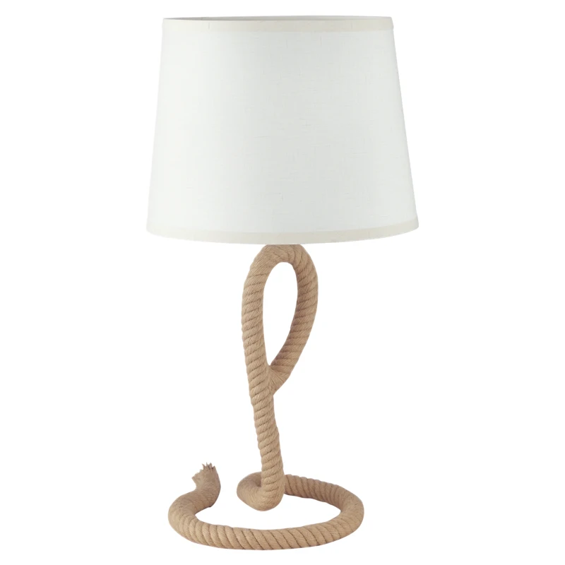 HOMCOM Lampada da Tavolo Stile Marinaro in Corda e Tessuto, Attacco E27, Ф30x56cm - Bianco