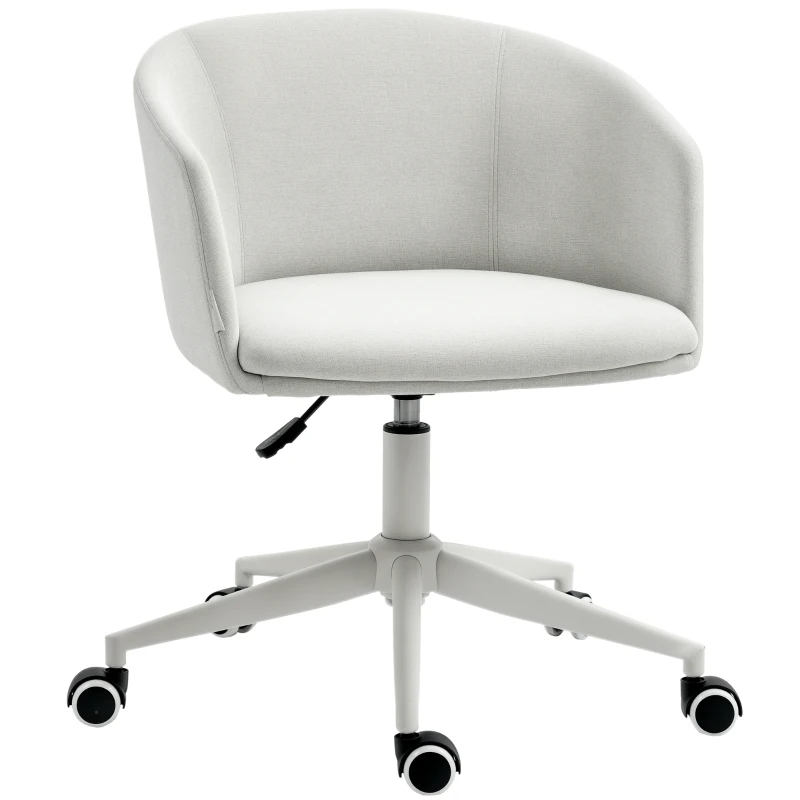 Vinsetto Silla de Oficina Giratoria Acolchada Tejido de Lino Altura Ajustable con Reposabrazos y 56x56x72-82 cm Gris Claro
