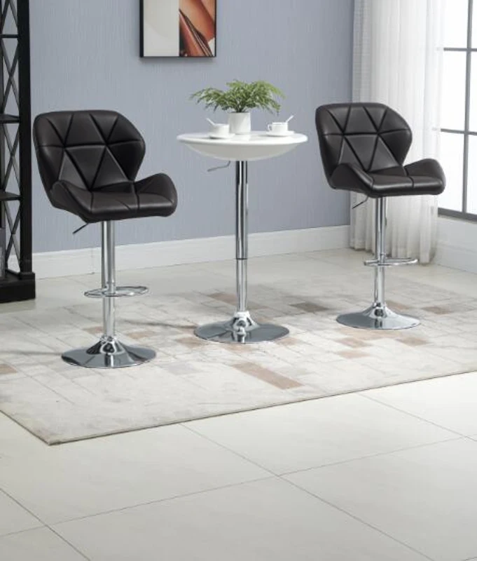 HOMCOM Set 2 Sgabelli da Bar con Altezza Regolabile, Base in Metallo e Seduta in Pelle PU, Sgabelli da Cucina con Schienale e Poggiapiedi, 51.5x57.5x93-114.5cm, Marrone e Argento