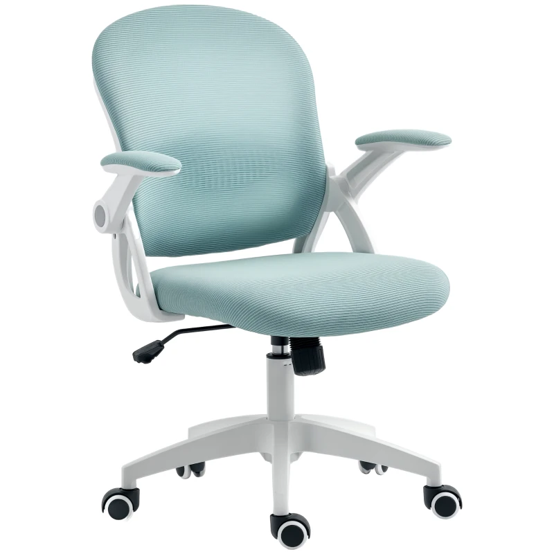 Vinsetto Scaun de Birou Ergonomic, cu Spătar din Plasă, Scaun de Birou cu Înălțime Reglabilă, 65.5x61.5x88-97.5 cm, Albastru Deschis