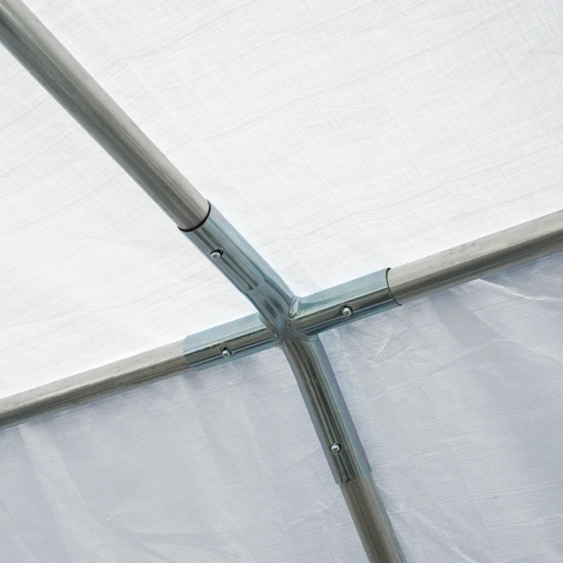 Outsunny Gazebo da Giardino 8x4m in Acciaio con Pareti Rimovibili e Finestre Trasparenti, Bianco