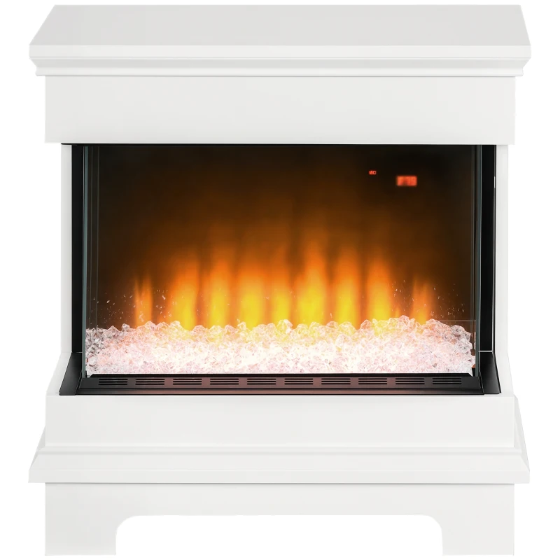 HOMCOM Șemineu Electric 1000W/2000W, Șemineu Electric Independent cu Telecomandă și Protecție la Supraîncălzire, 61x28x66,5 cm, Alb
