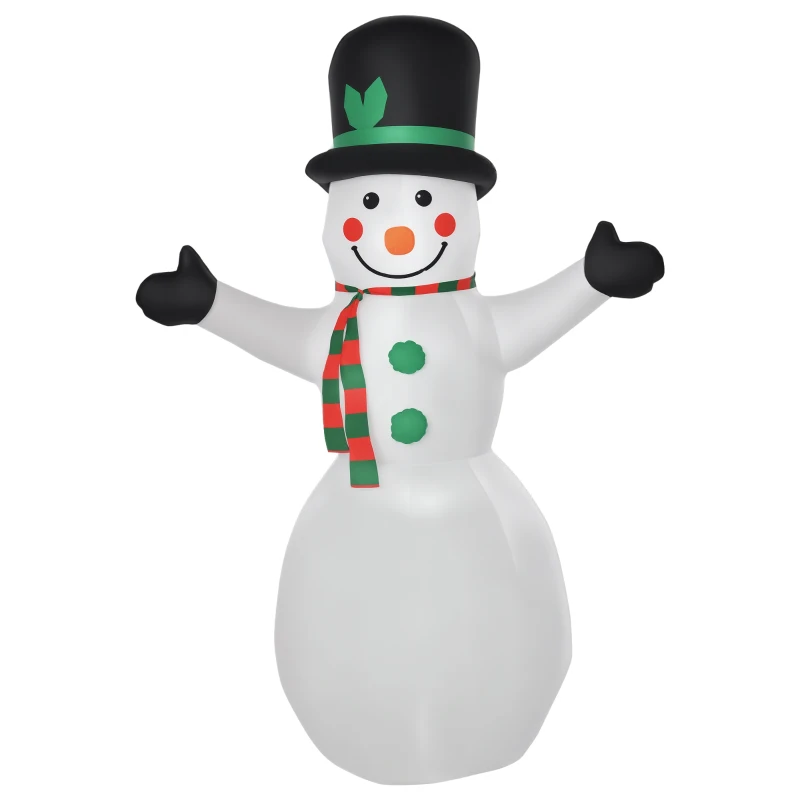 HOMCOM Schneemann Weihnachtsdekoration Weihnachtsdeko, inkl. Gebläse, bunte LED´s, selbstaufblasend 1, m, Mehrfarbig