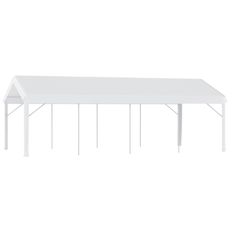 Outsunny Gazebo da Giardino 8x4m in Acciaio con Pareti Rimovibili e Finestre Trasparenti, Bianco