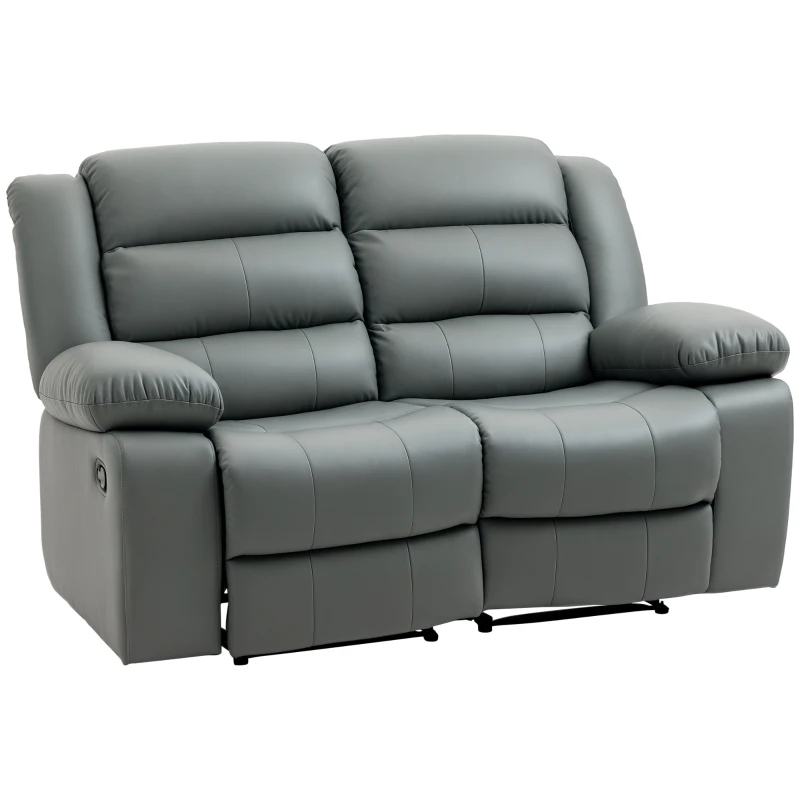HOMCOM Divano 2 Posti Reclinabile e Imbottito con Schienale Diviso e Poggiapiedi, 168x98x102 cm, Grigio