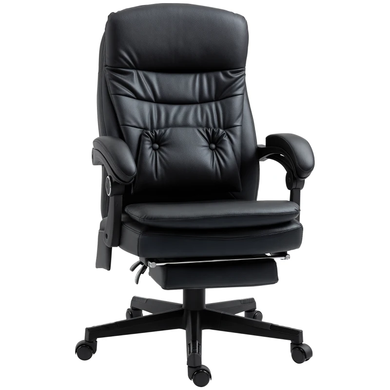 Vinsetto Sedia da Ufficio Massaggiante in Similpelle con Presa USB, 64x69x107-115cm, Nero
