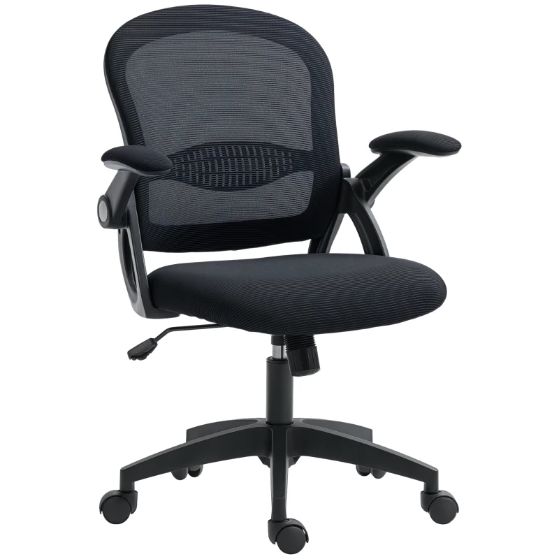 Vinsetto Scaun de Birou Ergonomic cu Spătar din Plasă, Scaun de Birou cu Înălțime Reglabilă, 65.5x61.5x88-97.5 cm, Negru
