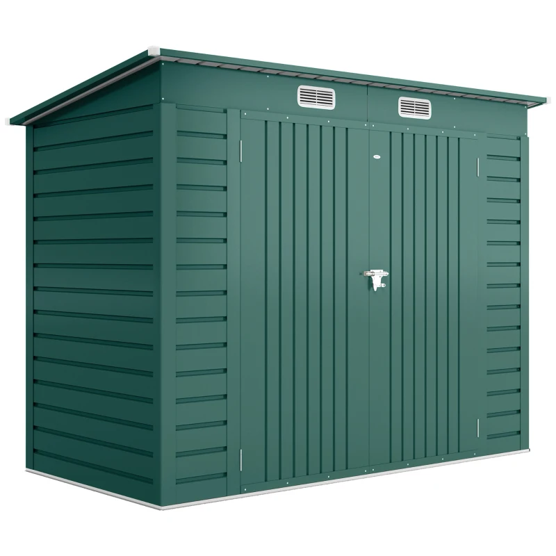 Outsunny Caseta de Jardín Exterior 2,7m² 249x121x183 cm con Doble Puerta 2 Ventilaciones y Pestillo Verde