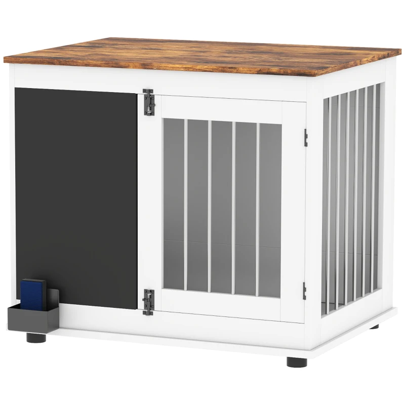 PawHut Cage pour chien cage chien intérieur avec 2 portes tableau noir pour chiens taille moyenne 20 kg 80 x 60 x 70 cm blanc