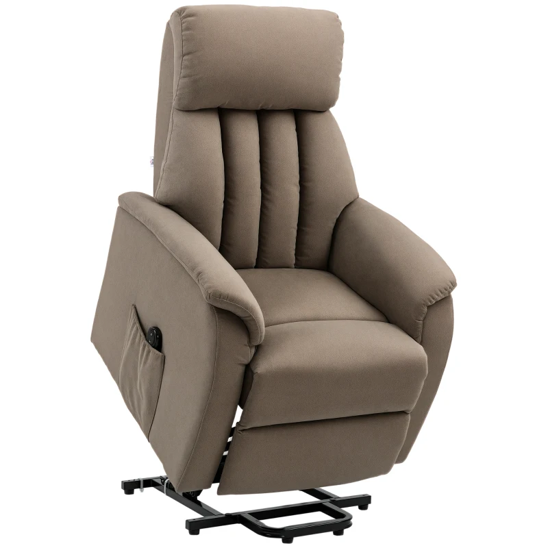 HOMCOM Poltrona Alzapersona Reclinabile 150° max con Telecomando e Poggiapiedi, 75x93x110 cm, Marrone