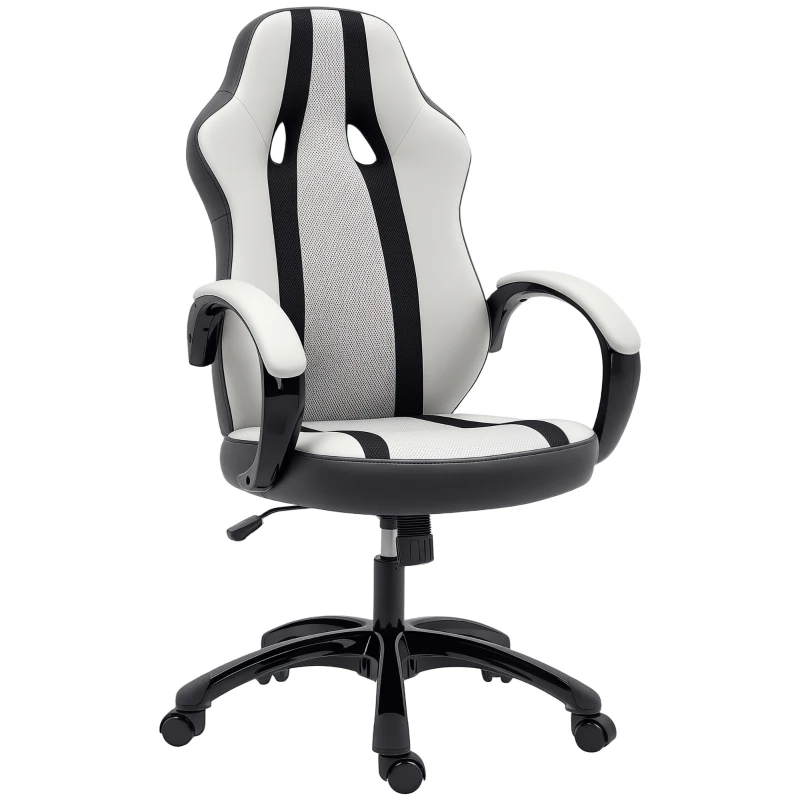 HOMCOM Cadeira Gaming com Altura Ajustável e Suporte Lombar para Casa Escritório 61x63x111-120,5 cm Cinzento