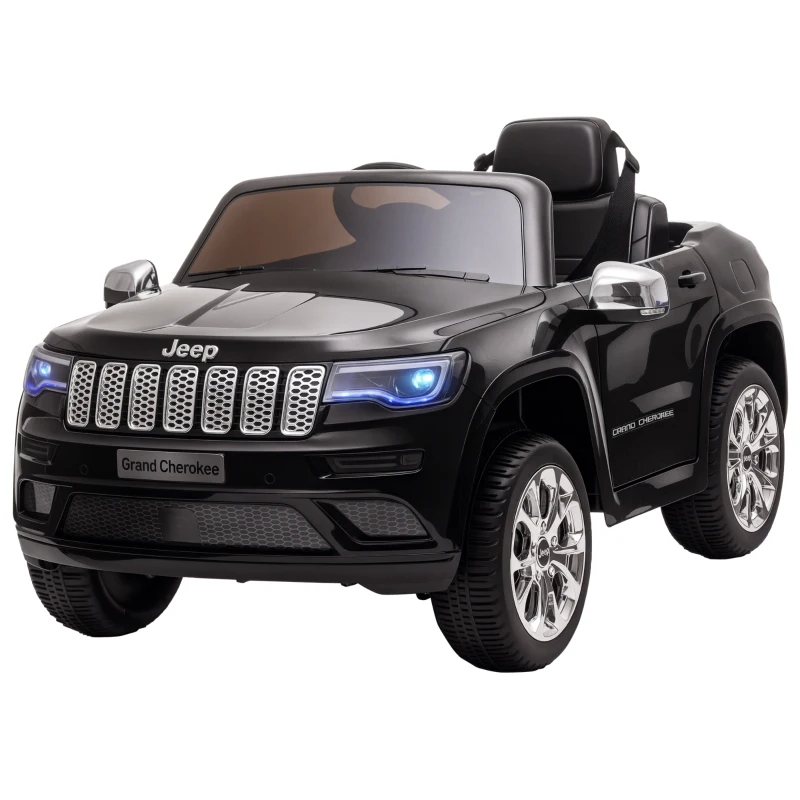 HOMCOM Macchina Elettrica Jeep per Bambini 12V, Guida Manuale e con Telecomando Velocità 0-3km/h, 114x76x58cm, Nero