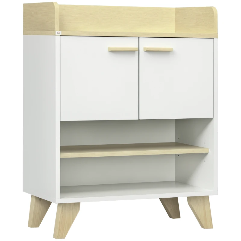 HOMCOM Mobiletto Multiuso con Armadietto e Ripiani Aperti, Mobile da Soggiorno, Cucina, Ufficio in Legno Bianco, 60x30x78cm