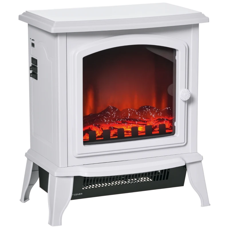 HOMCOM Chimenea decorativa con Termostato Ajustable y Protección Sobrecalentamiento para Salas 20-25 m² 36,5x24x45,5 cm Blanco