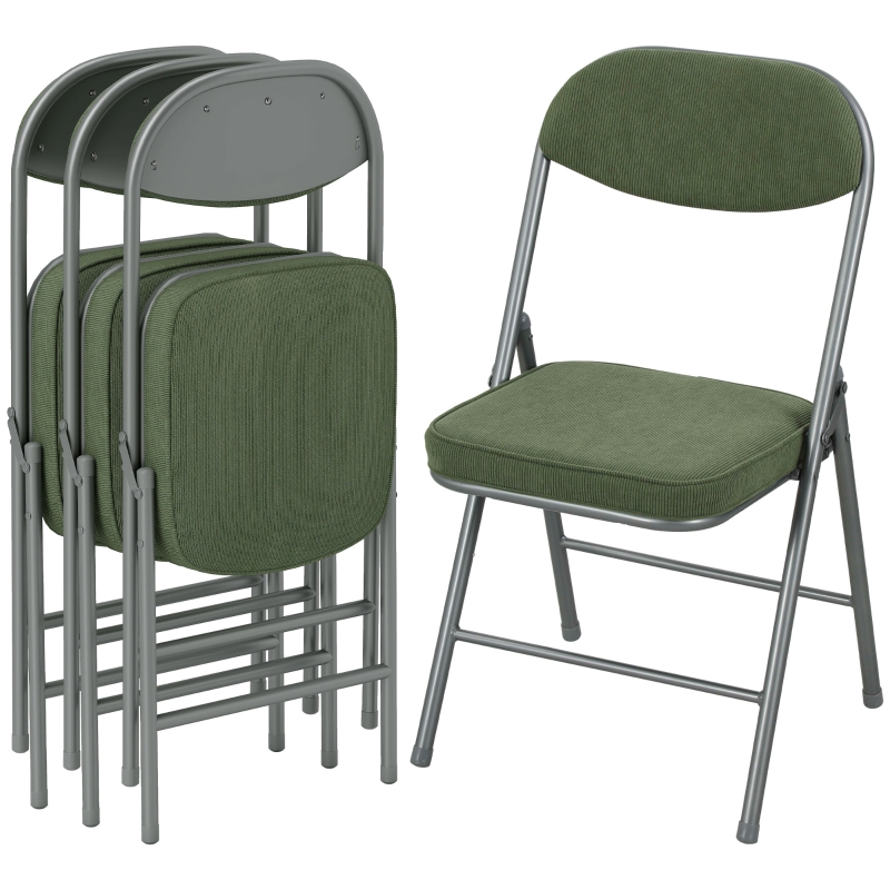HAMHAIGO Set di 4 sedie pieghevoli Comode Sedie Pieghevoli con Cuscino spesso in pelle, Sedia Pieghevoli per cucina, interni, esterni, sala conferenze, nero-a