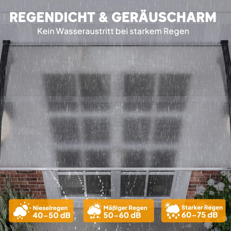 Outsunny Vordach Schutzdach, UV-Beständig, Wasserbeständig, 90x150x25cm , Weiß