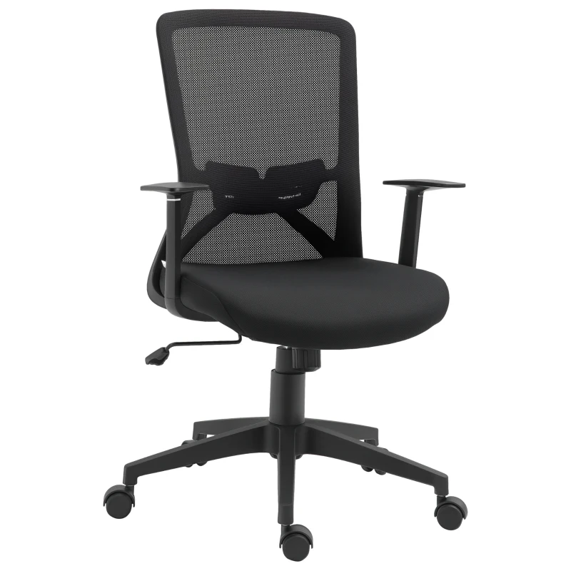 Vinsetto Silla de Oficina Altura Ajustable Reposabrazos Soporte Lumbar Respaldo Transpirable y Basculante 62x56x95-103 cm Negro