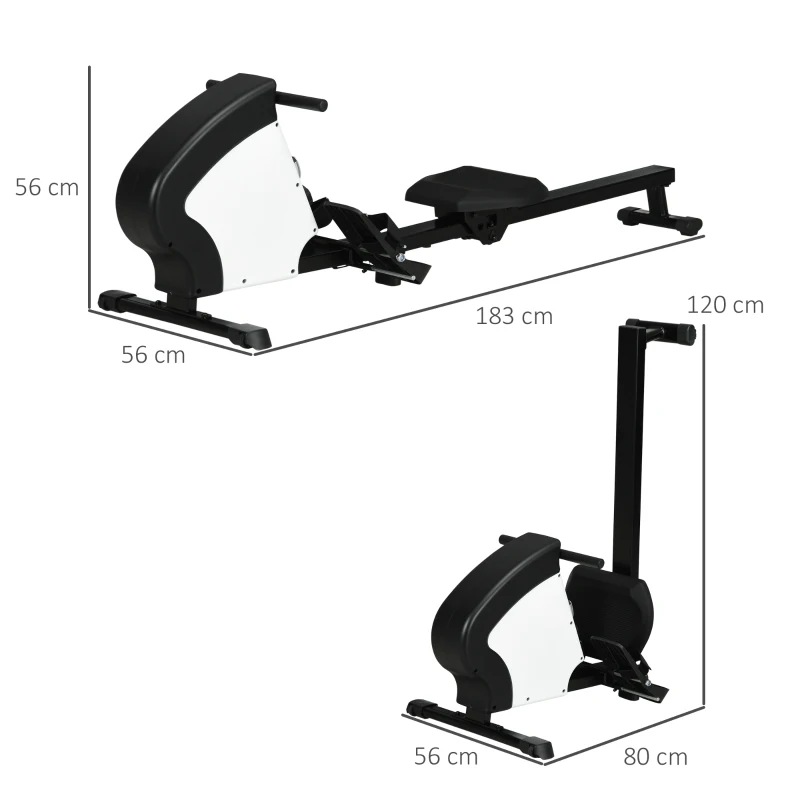 Rameur d'appartement pliable - Aosom.fr x FFHandball - 8 niveaux de résistance magnétique, écran LCD - acier noir blanc