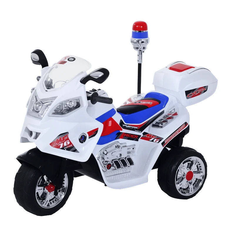 HOMCOM Moto Scooter électrique pour Enfants modèle Policier Fonctions sirène et gyrophare à partir de 3 Ans