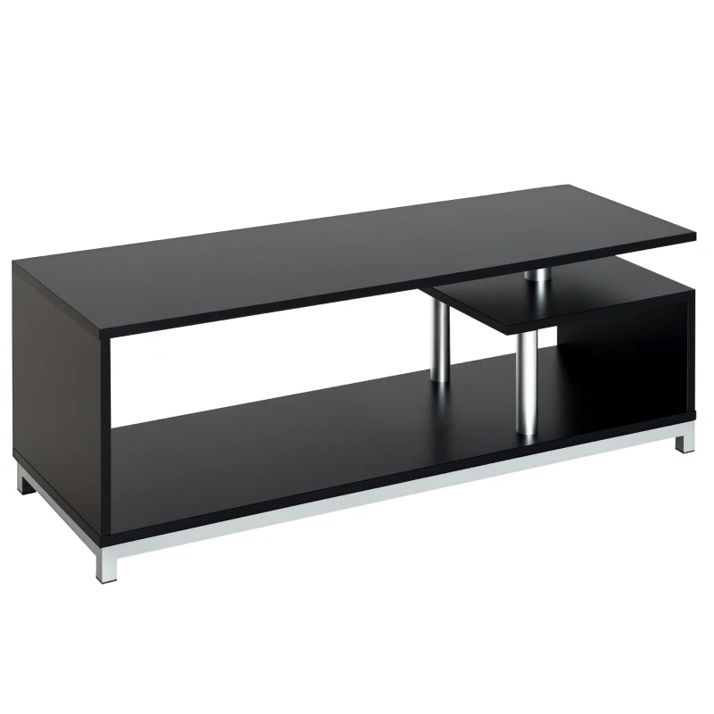 HOMCOM Mobile TV Moderno con Ripiano in Legno, Mobiletto Tavolino Basso da Salotto 114x40x40.5cm, Nero