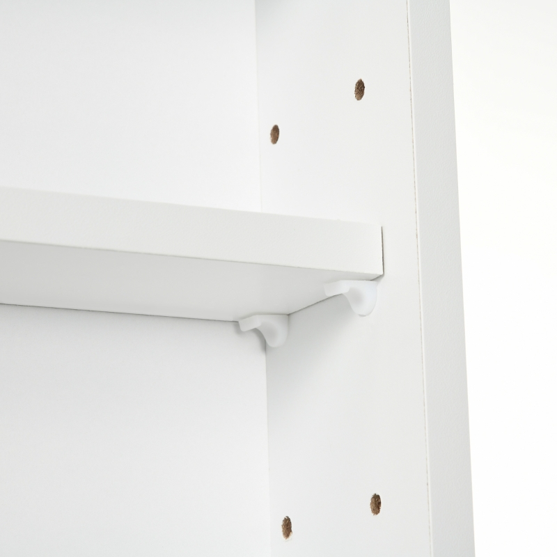 HOMCOM Vetrina Espositiva da Parete a 4 Ripiani Regolabili, Vetrinetta per Collezionismo, Bacheca Espositore a Muro per Oggetti da Collezione, in Vetro e Truciolato, 80x9.5x60 cm, Bianco