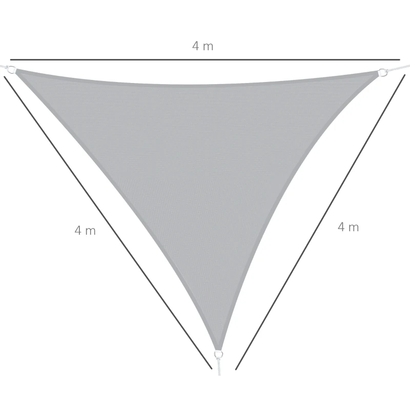 Outsunny Voile d'ombrage Triangulaire Grande Taille 4 x 4 x 4 m Polyester imperméabilisé Haute densité 160 g/m² Gris