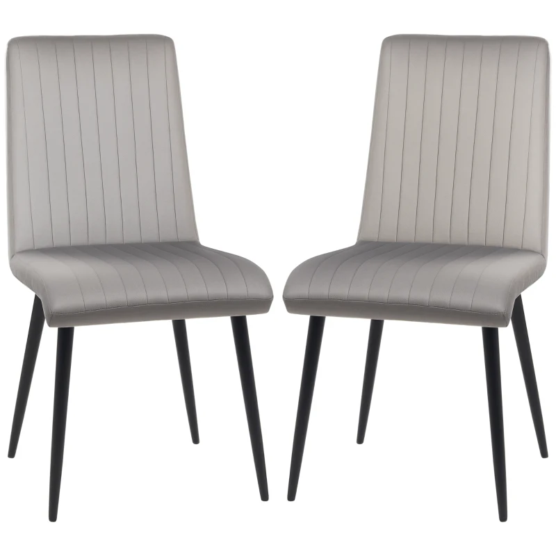 HOMCOM Set 2 Sedie da Cucina Imbottite e Salvaspazio con Gambe in Acciaio, 43x58x90 cm, Grigio e Nero
