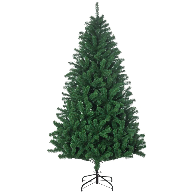HOMCOM Weihnachtsbaum 1,8 m Christbaum Kunsttanne 1000 Zweige Metallfuß PVC Grün Ø120 x 180H cm