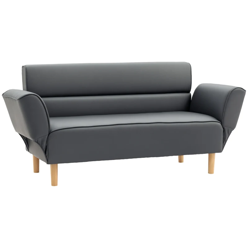 HOMCOM Divano 2 Posti Convertibile in Divano Letto Singolo con Braccioli Regolabili, 164x71x75cm