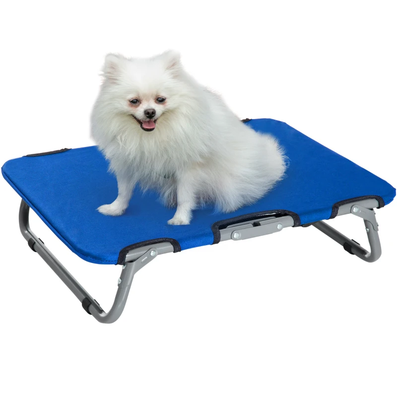 PawHut Brandina per Cani Taglia Piccola Rialzata e Pieghevole per Interno ed Esterno, 59x46x15 cm, Blu