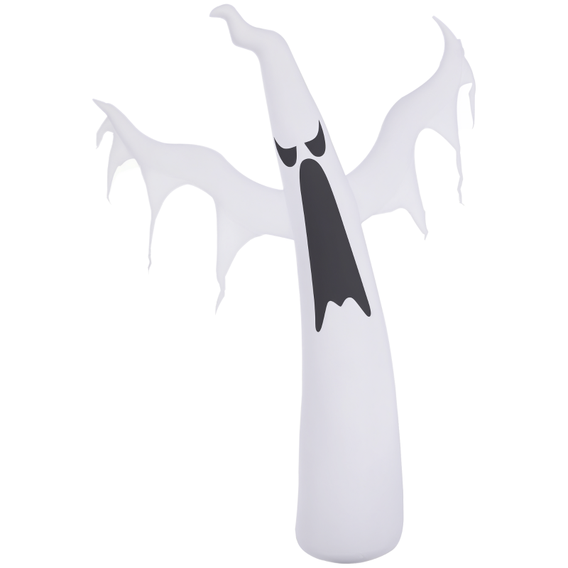 HOMCOM Halloween aufblasbares Gespenst 1,8 m Dekoration mit LEDs IP44 Selbstaufblasender Polyester Weiß 130 x 30 x 180 cm