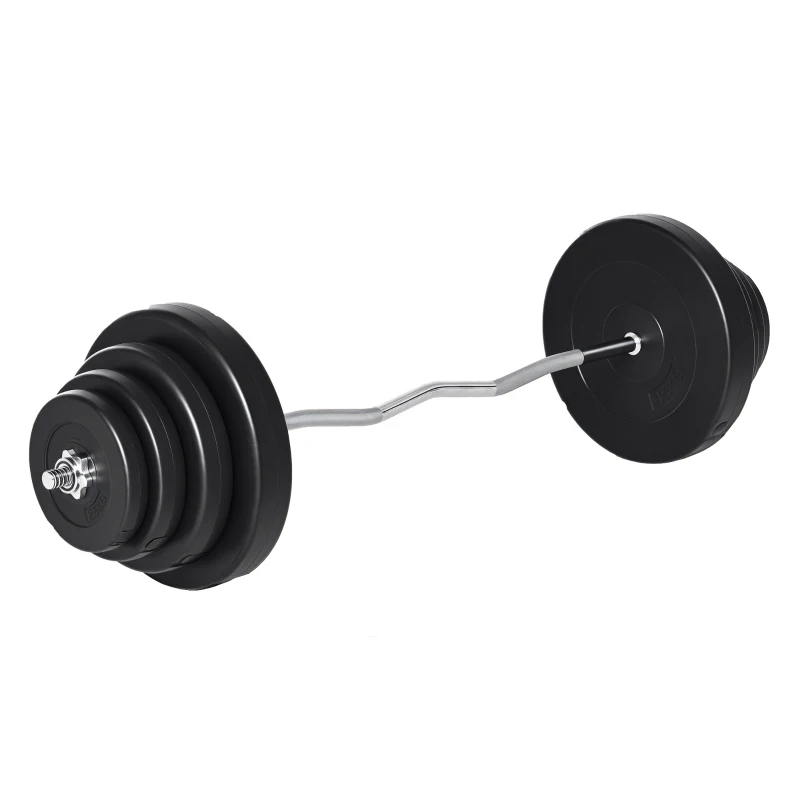 HOMCOM Langhantel Set Kurzhantel einstellbar mit W-förmigen Griffe für Krafttraining 70 kg Metall Schwarz