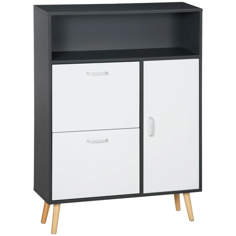 HOMCOM Meuble à chaussures armoire à chaussures 2 portes abattantes 80 x 25,5 x 112,5 cm