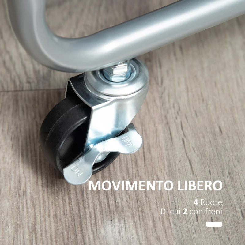 HOMCOM Carrello Portavivande a 2 Livelli con Maniglie e Ruote girevoli, Carrello Portaoggetti in Metallo per Cucina Soggiorno, 63x40.4x83.5cm, Nero