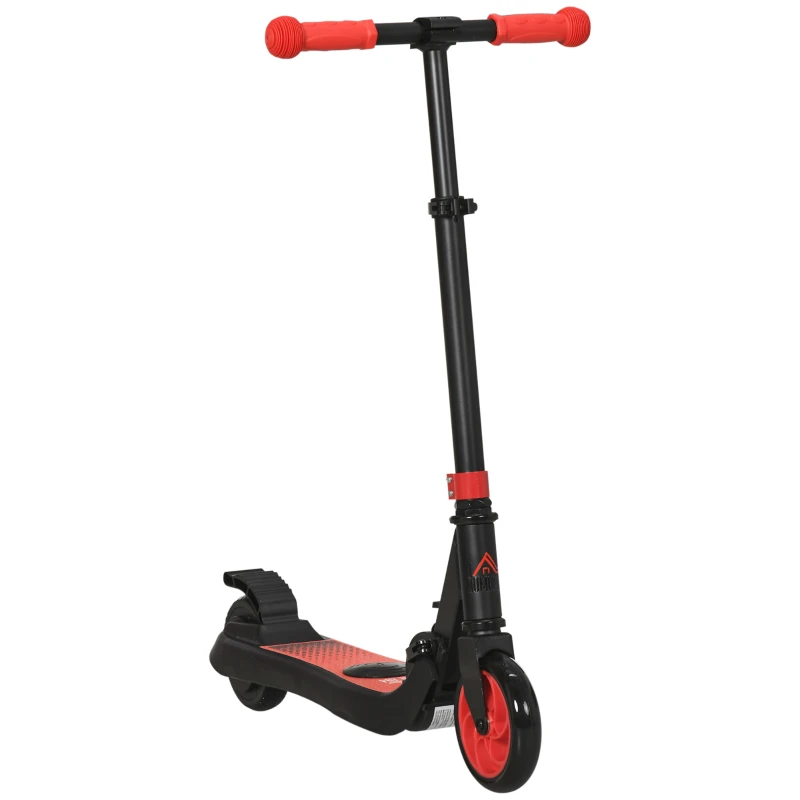 HOMCOM Patinete Eléctrico para Niños de +6 Años Scooter Eléctrico Plegable con Altura Ajustable Batería 24V Velocidad Máxima 8 km/h Carga 50 kg 71x36,5x75-80 cm Rojo
